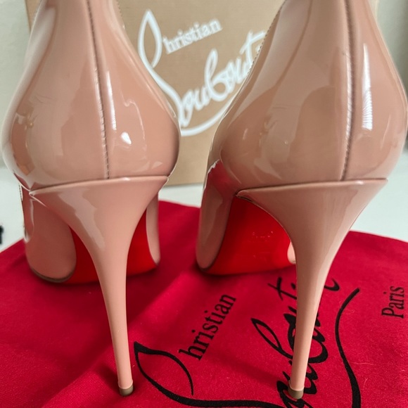 🎉SOLD🎉 CHRISTIAN LOUBOUTIN Pigalle Follies 100 Nude Patent 37.5 Authentic NEW - Picture 4 of 16